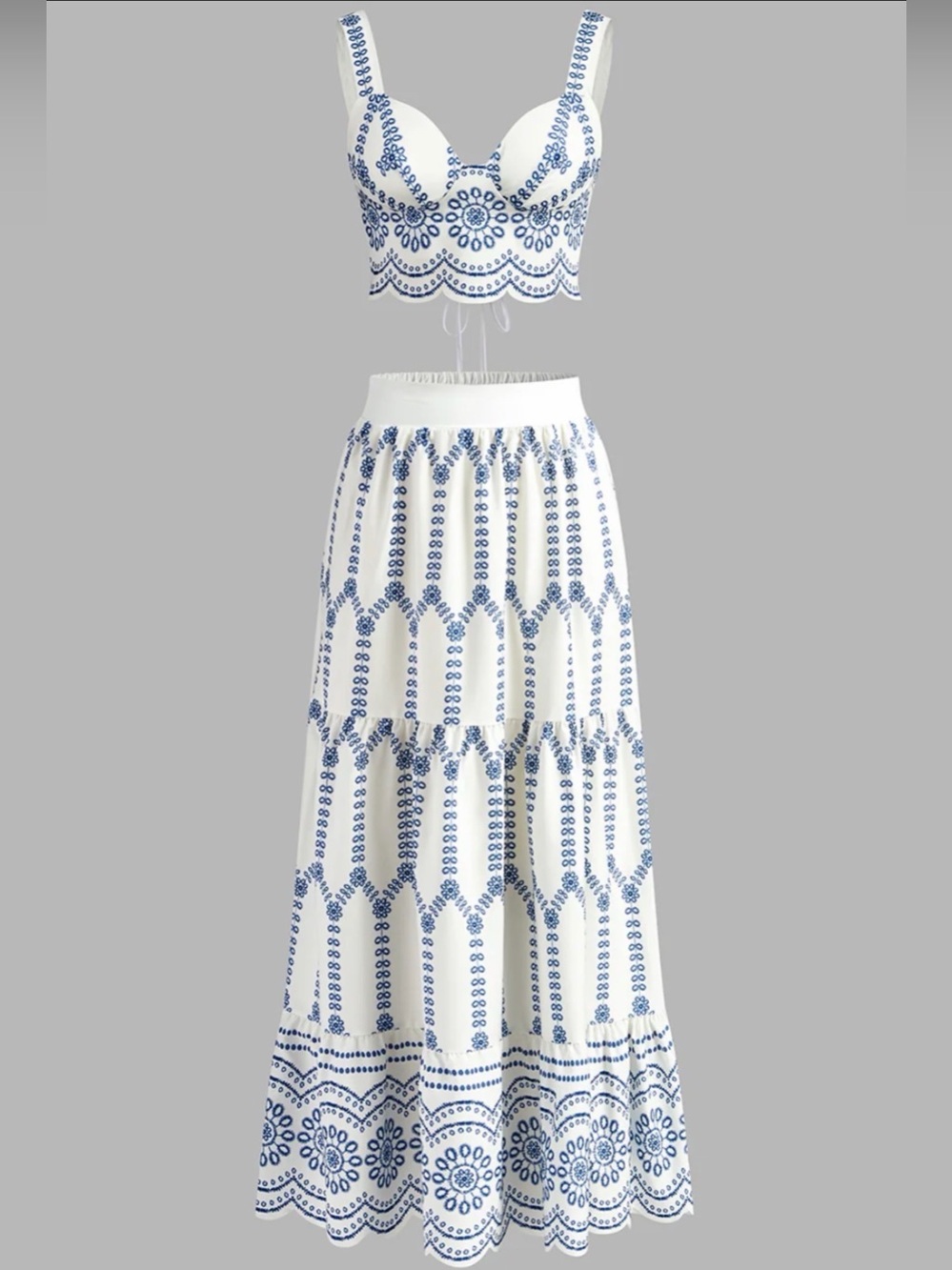 Printed Sleeveless Tie Back Skirt Set - never worn